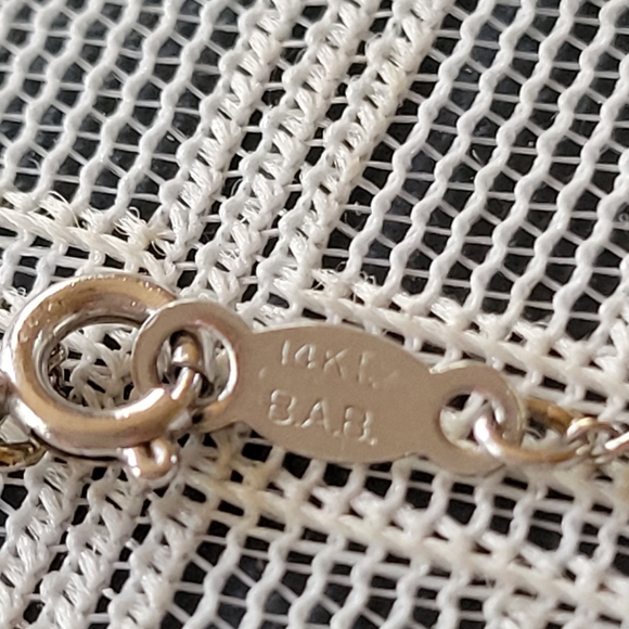 Vintage B.A.B. 14 Kt. White Gold Necklace w/Raw Pearl Center - Picture 7 of 9